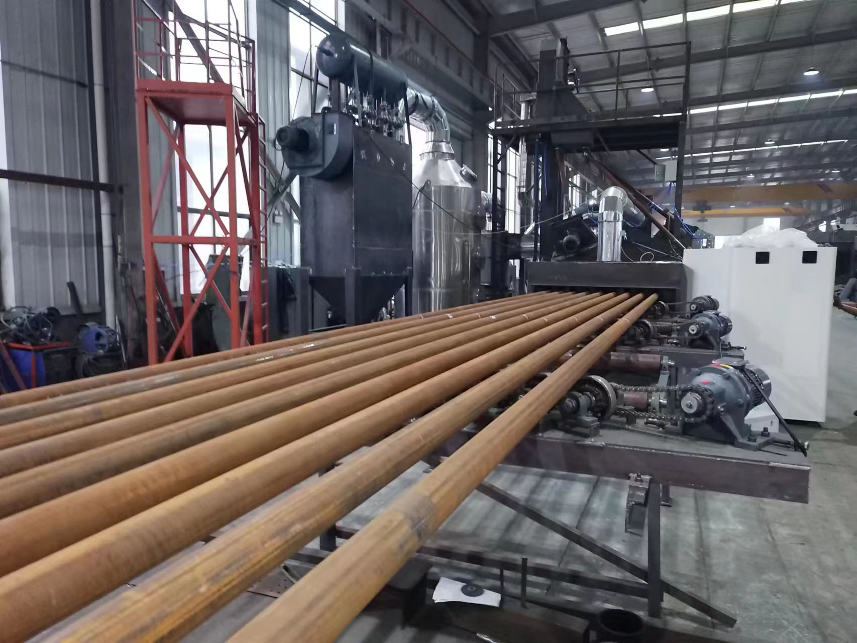 Steel pipe outer wall cleaning shot blasting machine testing