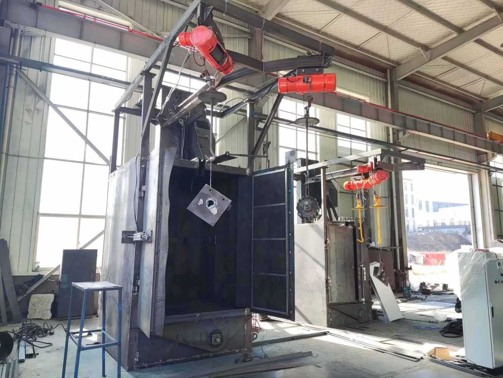 Testing of fully automatic hook type shot blasting machine