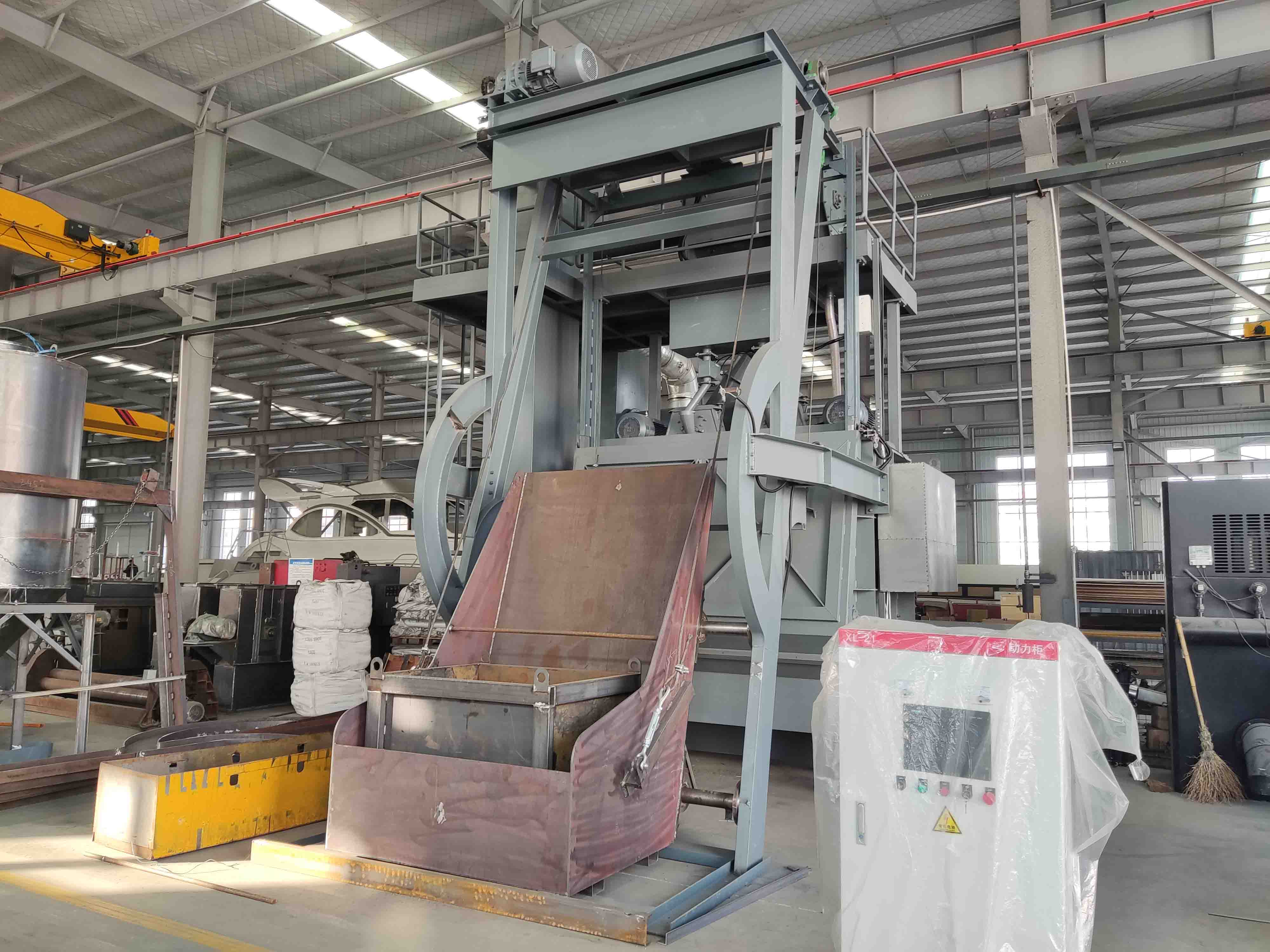 Testing of large steel track shot blasting machine