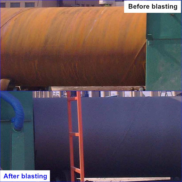 Who should perform the cleaning effect test of the shot blasting machine?